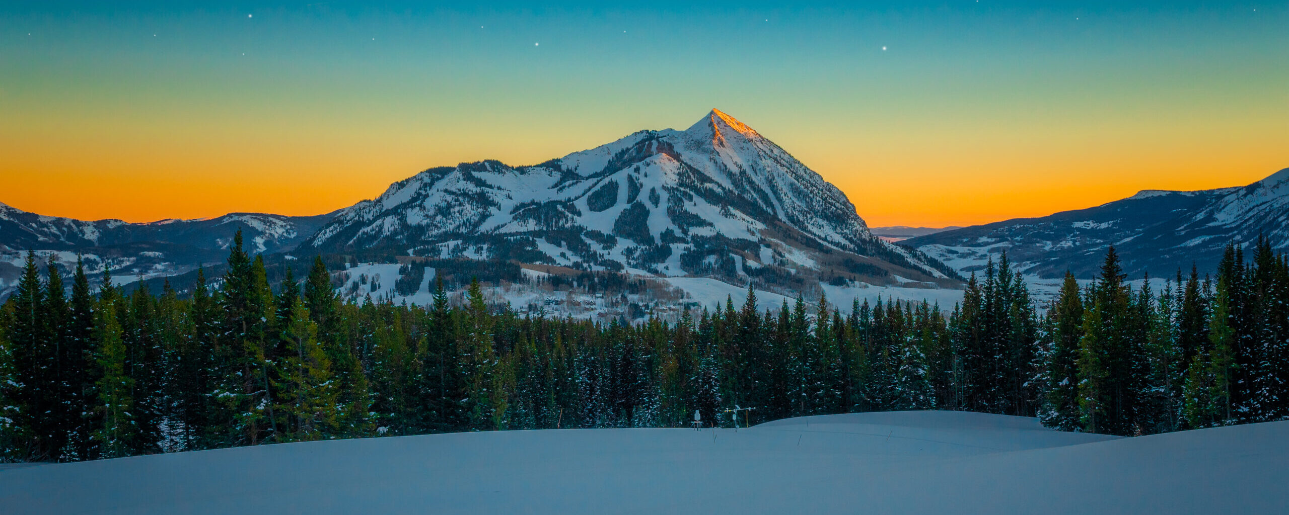 Ski chairs at sunset