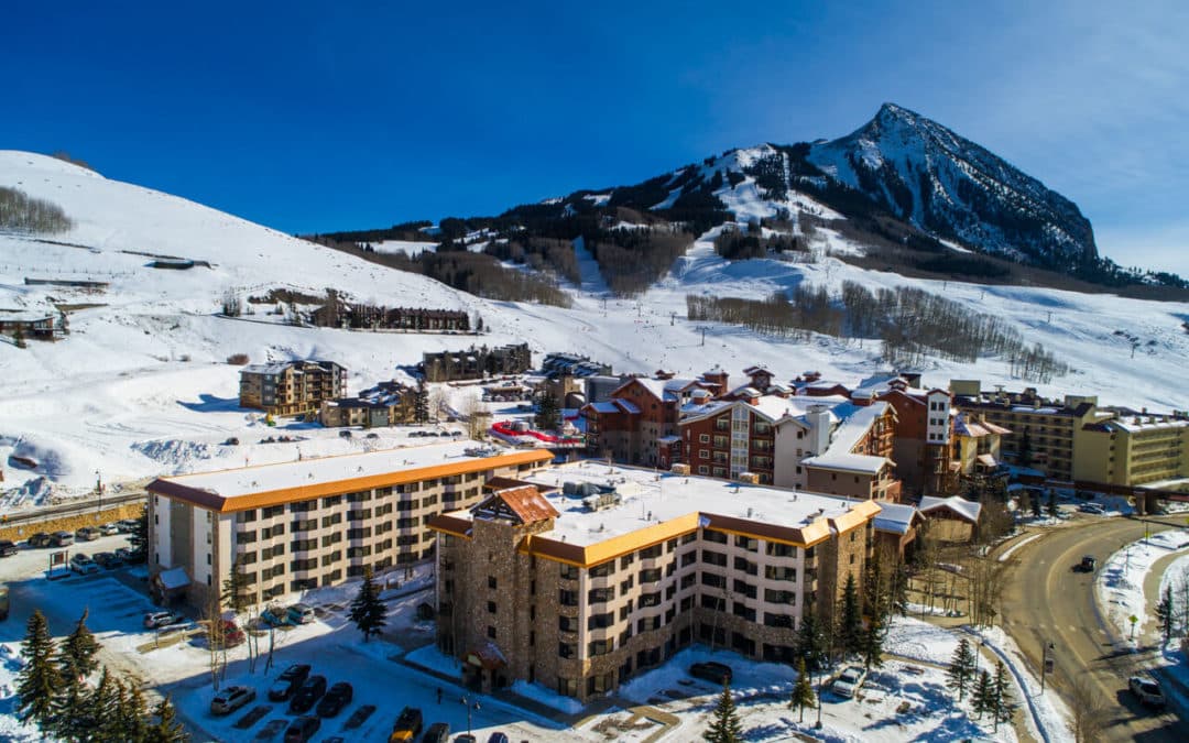 aerial view of 6 Emmons Road, Unit 515, Mt. Crested Butte (MLS 12499).