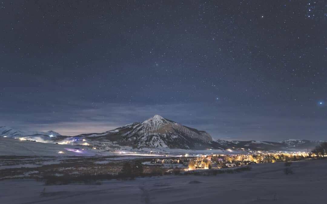Crested Butte Real Estate - Nighttime overlooking town of Crested Butte