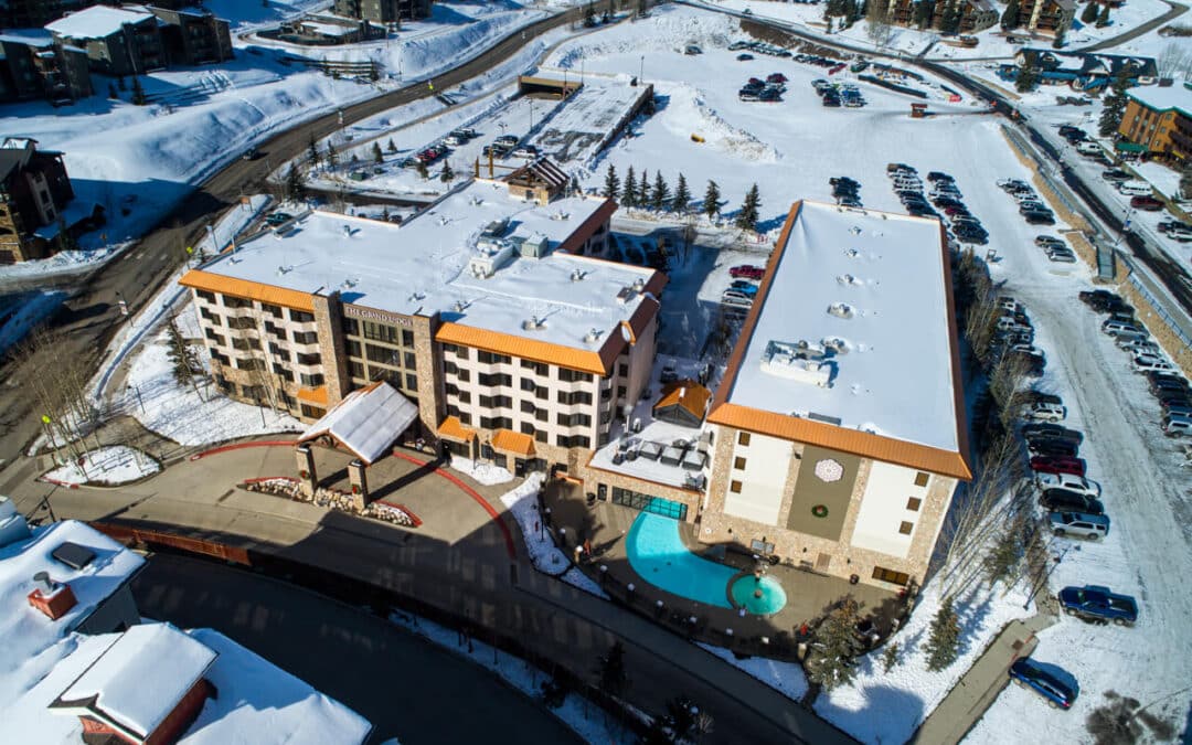 Crested Butte Real Estate - aerial view of the Grand Lodge Condo complex. Kiley is representing the Buyer of Units 122 & 222.