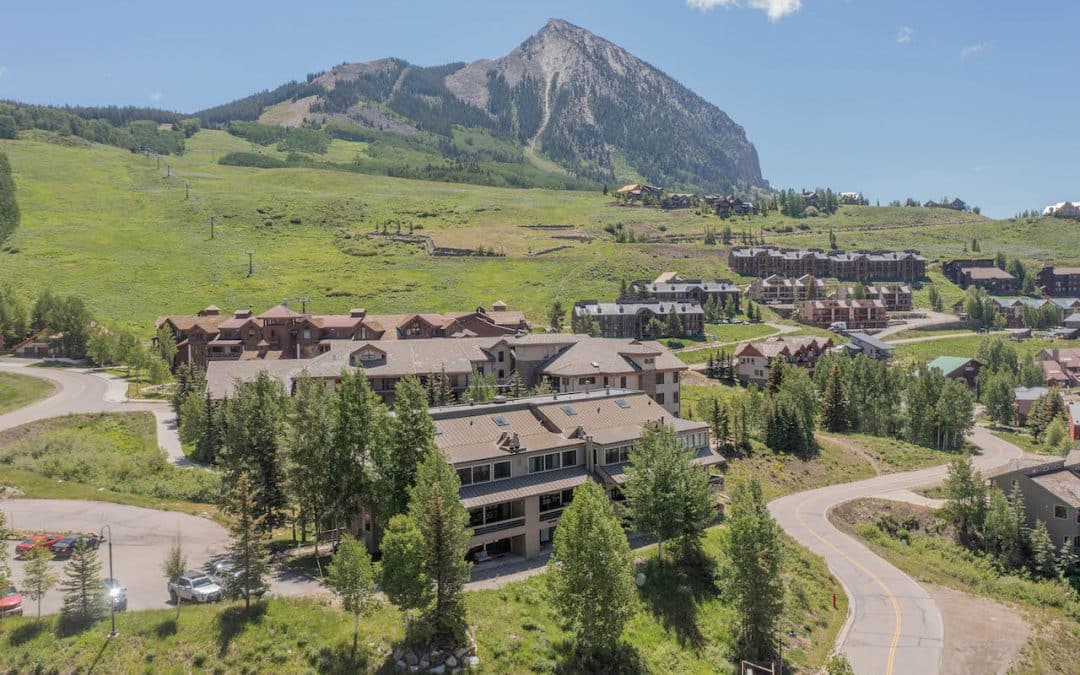Crested Butte real estate - aerial image of the Mountain Edge condo complex looking towards Mount Crested Butte