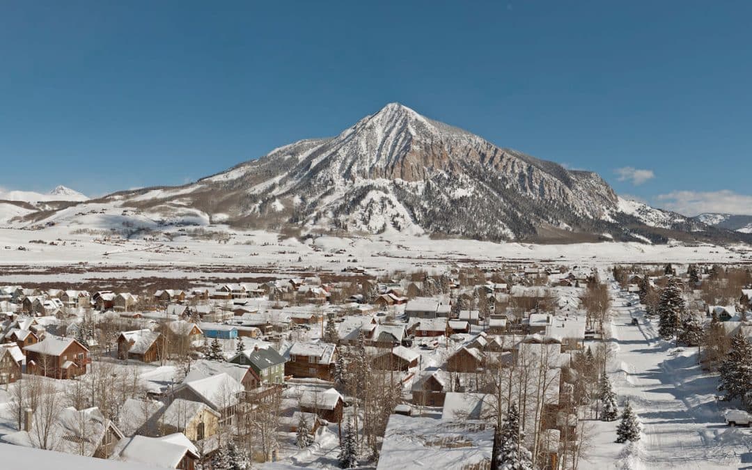 panoramic view of the Town of Crested Butte Colorado.