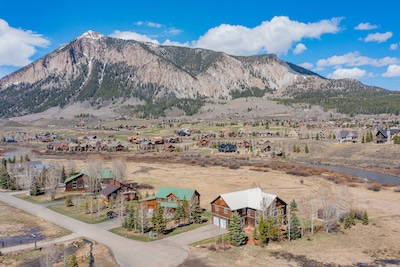 Crested Butte real estate featured listing - aerial image of 14 Slate River Lane, Crested Butte