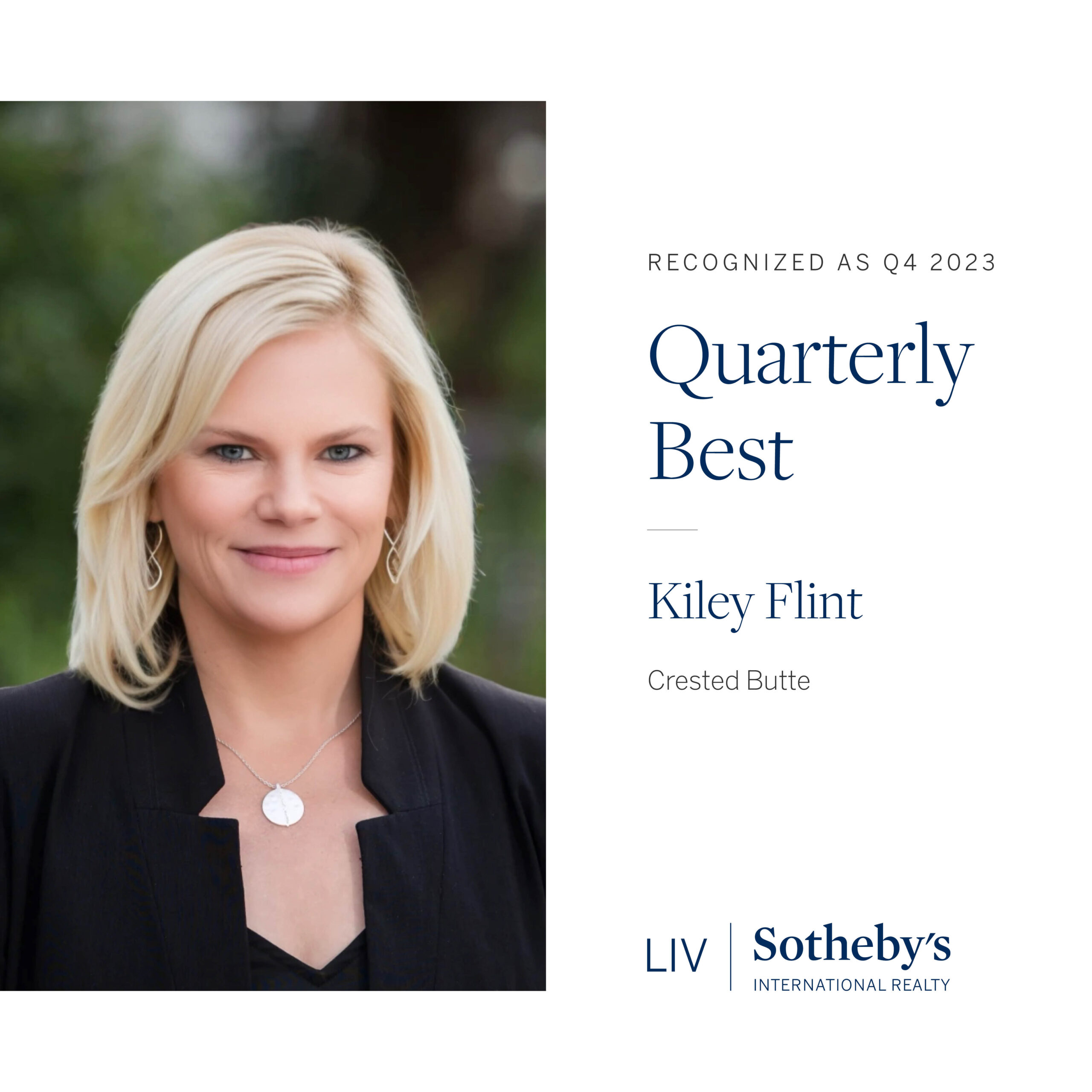 The Crested Butte Collection’s Kiley Flint Named Among LIV Sotheby’s International Realty’s Top Agents for Q4 2023